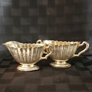 Silver-Plated Creamer and Sugar Bowl, Made in Japan
